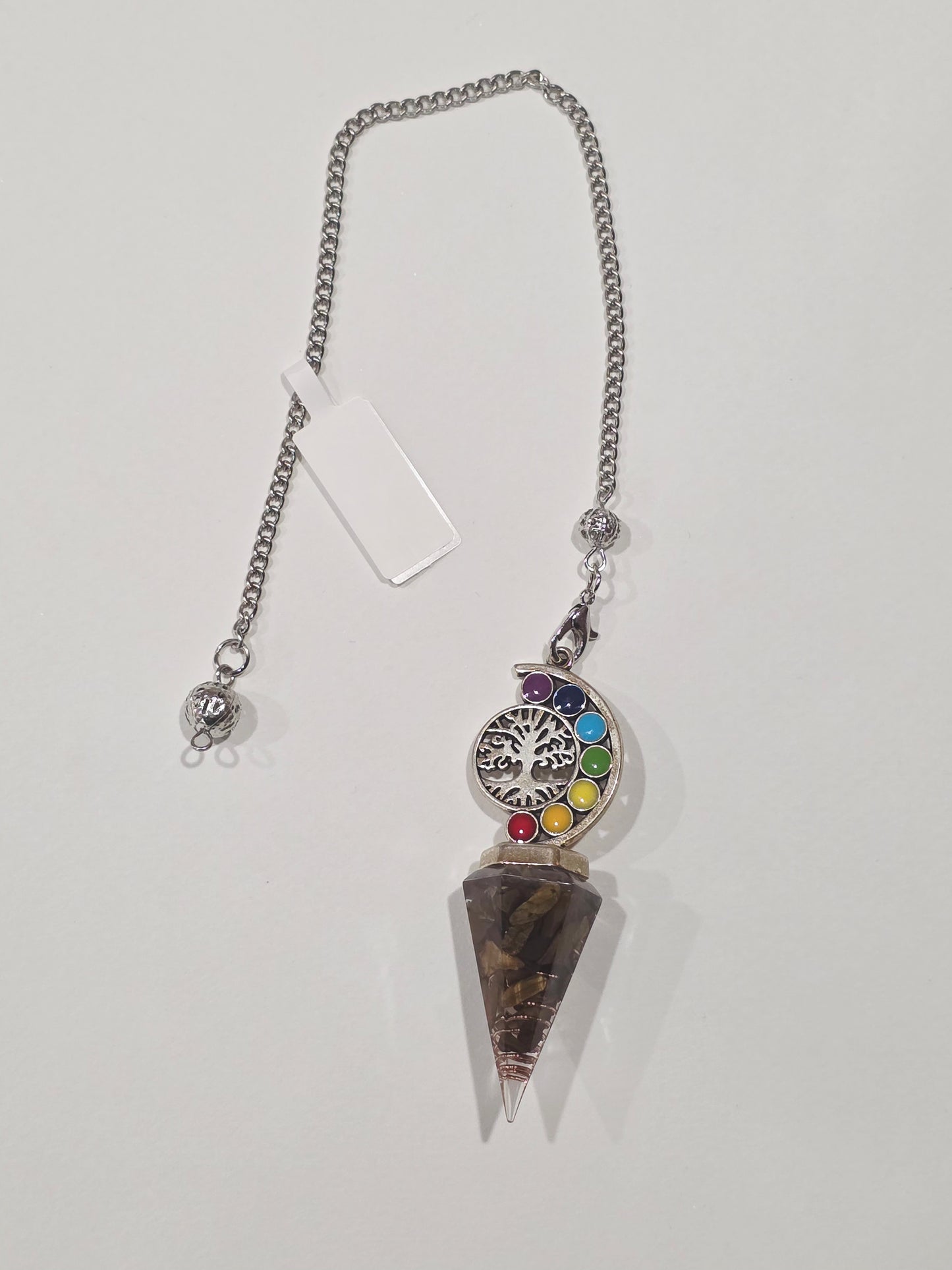 Pendule en Œil du Tigre & Pierres des Chakras