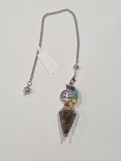 Pendule en Œil du Tigre & Pierres des Chakras