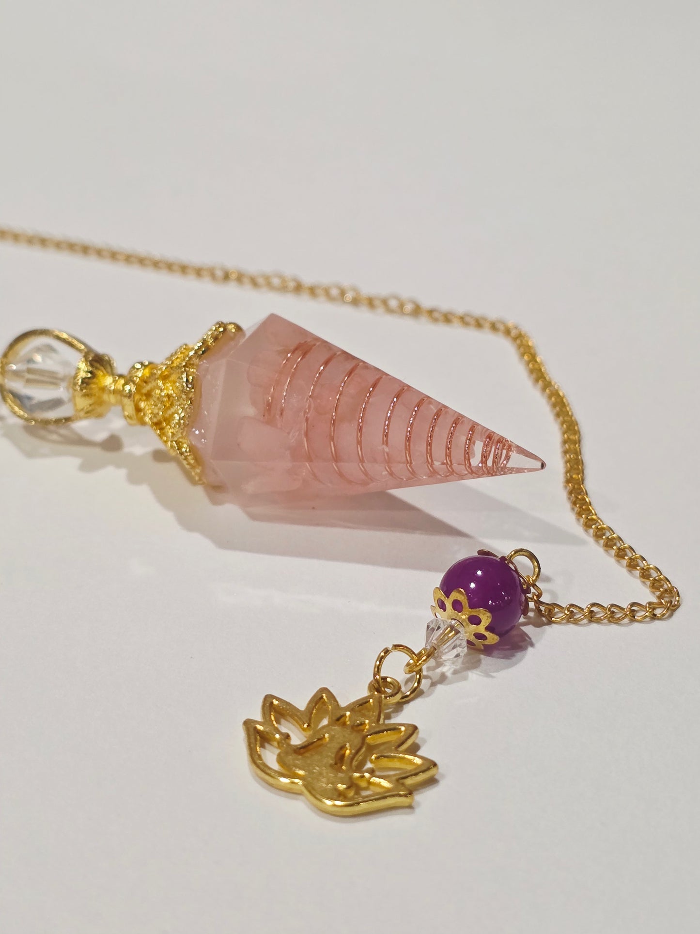 Pendule Doré en Quartz Rose