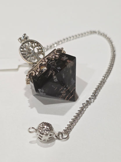 Pendule en Obsidienne & Arbre de Vie