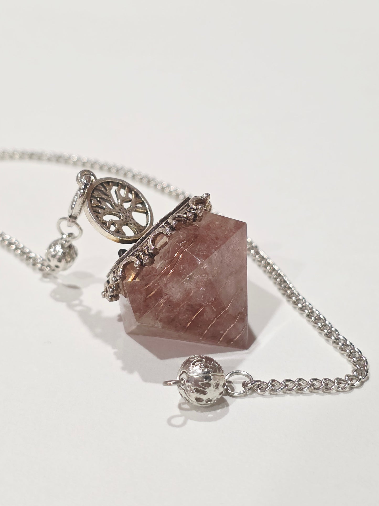 Pendule en Quartz Rose & Arbre de Vie